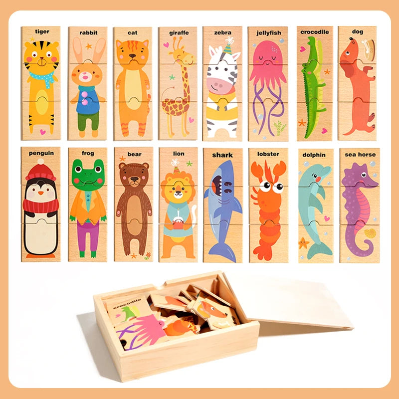 Wooden Animal Shape Matching Puzzle Game for Boys and Girls