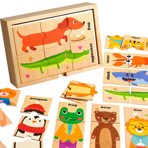Wooden Animal Shape Matching Puzzle Game for Boys and Girls