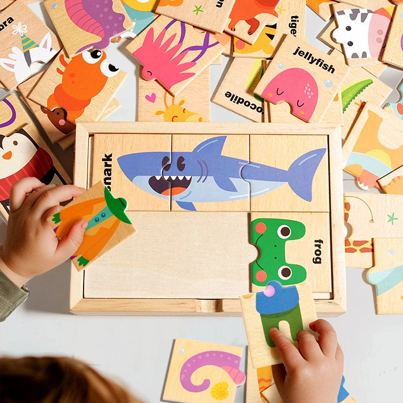 Wooden Animal Shape Matching Puzzle Game for Boys and Girls