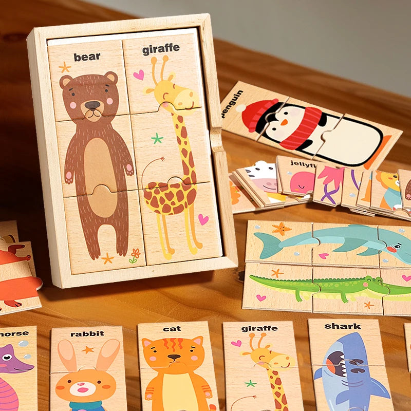 Wooden Animal Shape Matching Puzzle Game for Boys and Girls