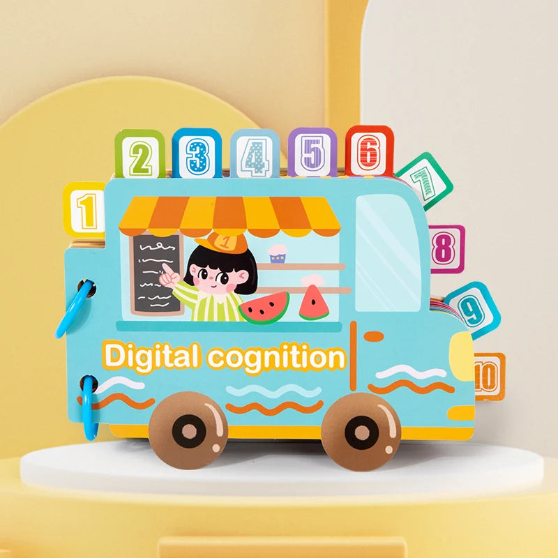 Preschool Learning Car Shape Montessori Busy Book for Kids Toddler