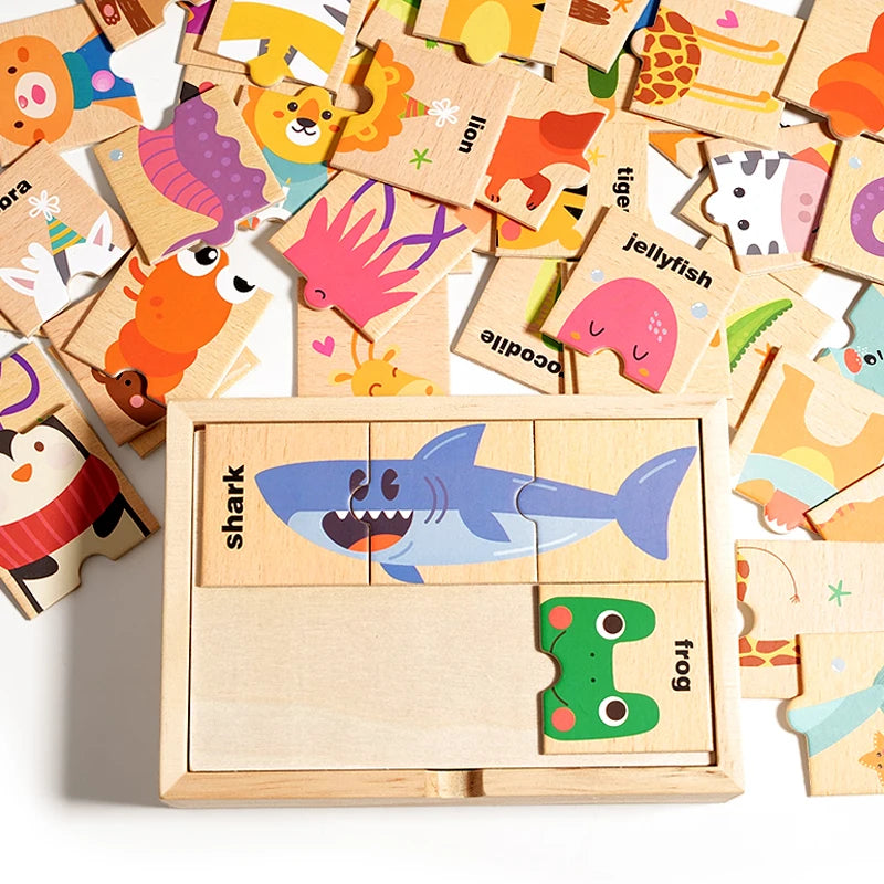 Wooden Animal Shape Matching Puzzle Game for Boys and Girls