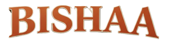 Wooden nameplate with 'BISHAA' on a beige background